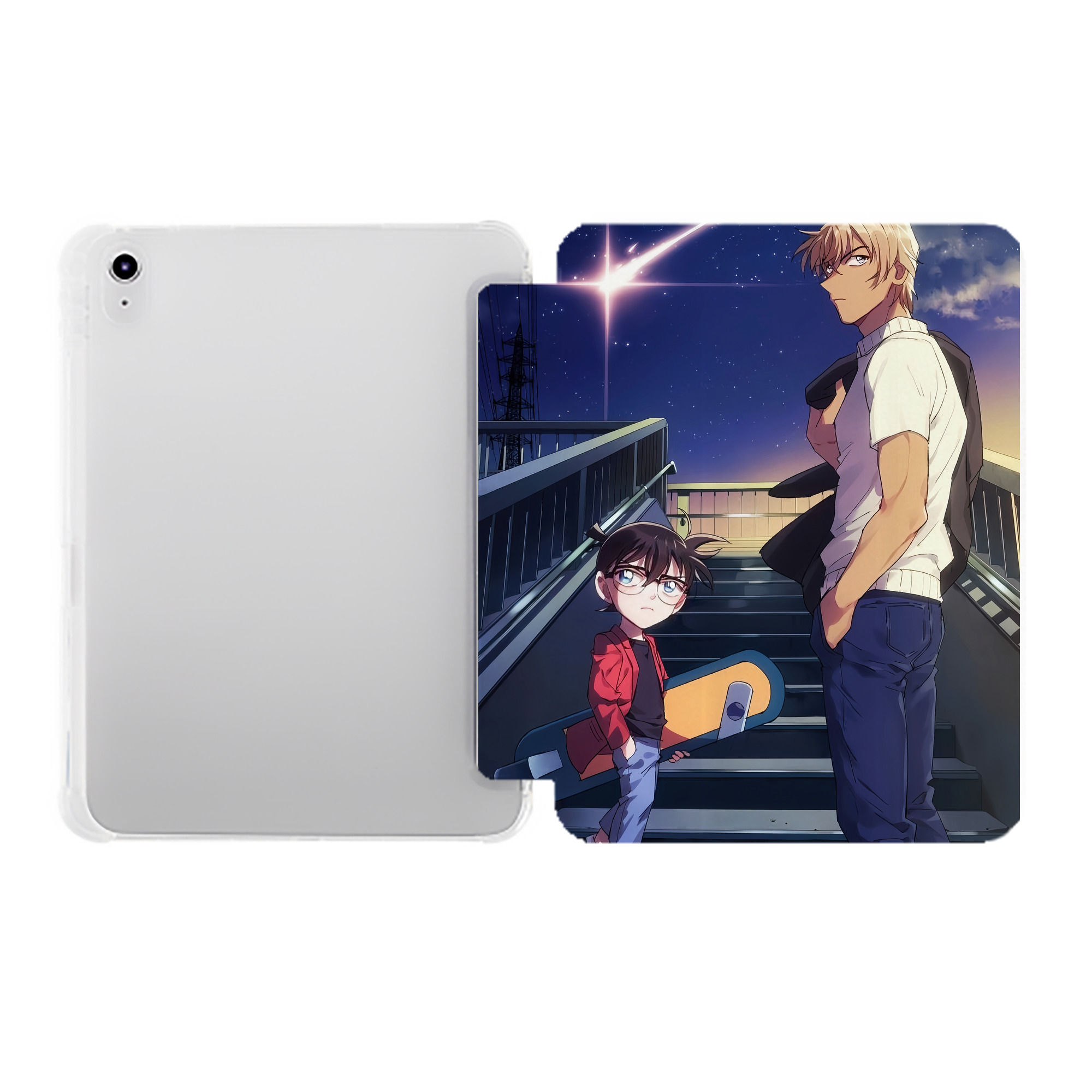 （画像用） 名探偵コナン Detective Conan IPad ケース ペン収納付き 三つ折りスタンド PUレザー×シリコン 対応機種9.5/10.5/10.9インチ